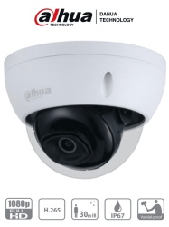 DAHUA DHT0040168 DAHUA DH-IPC-HDBW1230EN-0280B-S5- Camara IP Domo Antivandalica de 2 Megapixeles/ Lente de 2.8 mm/ 104 Grados de Apertura/ Metalica/ IR de 30 Mts/ IP67/ IK10/ PoE/ DWDR/