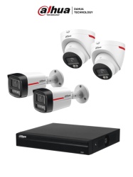 Dahua NVR DHI-NVR4108HS-8P-4KS3 de 8 MP / 4k / 8 canales IP/ 8 puertos PoE/ Rendimiento de 160 mbps/ H.265+/ 1 Bahía para disco duro y 4 cámaras IP WizColor: 2 Bullet DH-IPC-HFW2249TLP-S-LED-0280B-PRO y 2 Domo DH-IPC-HDW2249TP-S-LED-0280B-PRO
