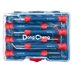 DONG CHENG DNG-H01 Juego de Desarmadores de Precision 6 Piezas / Puntas Planas y Phillips / Mangos Ergonomicos Antideslizantes / Acero CR-V / Estuche Organizador
