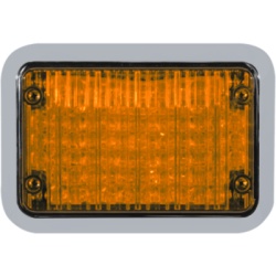 ECCO 65BZA-NL-C3C Luz de Advertencia LED / 8.4 x 6 Pulgadas / Ámbar / Lente Transparente / Bisel Cromado / 12V/24V / 20 Patrones / Montaje de Superficie