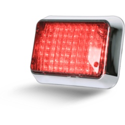 ECCO 65BZR-NL-C3C Luz de Advertencia LED / 8.4 x 6 Pulgadas / Rojo / Lente Transparente / Bisel Cromado / 12V/24V / 20 Patrones / Montaje de Superficie