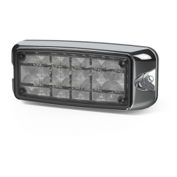 ECCO CD4080RW Luz De Advertencia De 5x2" 10 Led Rojo/Claro Bisel Cromado Lente Transparente