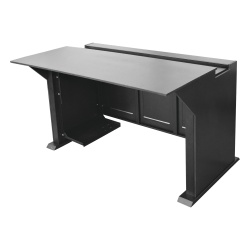 EPCOM INDUSTRIAL EM-S02 Escritorio Estacion Mobiliaria Profesional de Monitoreo y Control / Videovigilancia / Acceso / Alarmas / Etc... / Metal Negro y Madera Tono Oscuro
