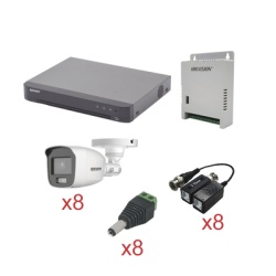 EPCOM KEVTX8T8BG/A KIT TurboHD con Audio 1080p / DVR 8 Canales / 8 Camaras Bala (exterior 2.8 mm) / Transceptores / Conectores / Fuente de Poder / AUDIO POR COAXITRON