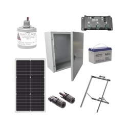 EPCOM POWERLINE PL12K Kit Solar de 12 Vcc para alimentar energizador de cerca electrificada. Instalacion de panel en poste.