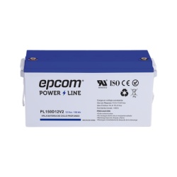 EPCOM POWERLINE PL150D12V2 Bateria de respaldo 12 V 150 Ah AGM | Certificada UL94-HB Retardo a la flama basica | Ciclo profundo | Para uso en aplicaciones fotovoltaicas y de emergencia | Terminales T5