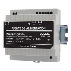 EPCOM POWERLINE PLI-12-DC-5A Fuente Industrial / Entrada 100-240 VCA / Salida 11.2-14.2 VCC / 5 A / Eficiencia >83% / -20°C a 45°C / 97x87x54.5 mm