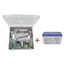 EPCOM POWERLINE PS12DC4PBK/K Fuente de Alimentación con Batería de Respaldo / 4 Salidas 1.25 A / Salida Ajustable 11-15 VCC 5 A / Entrada Universal 96-264 VCA / Batería AGM 12 V 7 Ah