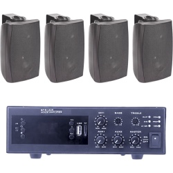 EPCOM PROAUDIO EPB120E/4WS Kit de Audio para Instalaciones / Amplificador 120W / 4 Altavoces de Pared 2 Vías / Sistema 70/100V / Bluetooth / XLR Phantom 48V