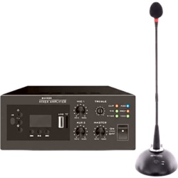 EPCOM PROAUDIO EPB240E/MIC Kit Amplificador y Micrófono / 240W / Salida 4~16Ω o 100V / Bluetooth FM MP3 USB / Phantom 48V / Micrófono Cuello de Ganso Cardioide