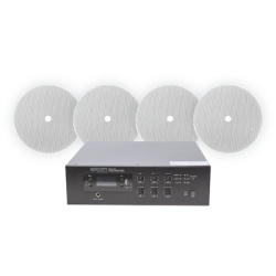 EPCOM PROAUDIO SFB120/4CST KIT de Amplificador de 120W para Escritorio | 4 Altavoces 6" | Montaje en Techo | 20W | 70/100V