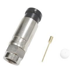 EPCOM TITANIUM TT11-F02 Conector F Macho de Compresion Axial con Borne Negro para instalar en Cable Coaxial RG-11 75 Ohm Bronce-Niquelado.