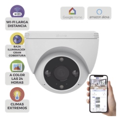 EZVIZ CS-H4 Domo IP 3 Megapixel (2K) / Wi-Fi / Sirena y Estrobo /Audio de Dos Vias / Deteccion Humana y Vehiculo / Notificacion Push / Audios Personalizables / Ranura Para Memoria hasta 512GB / Uso en