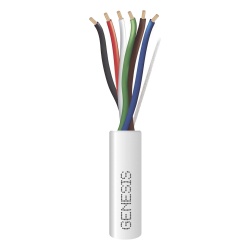 GENESIS 3116-1012 Carrete de 305 Metros (1000 Pies) / Cable de Cobre / 6 x 18 AWG / Plenum / Para Interior / Color Blanco / Para Aplicaciones de Alarmas de Intrusion/Control de Acceso/ Automatizacion