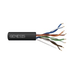 GENESIS 6360-1108 Bobina de Cable de 305 Metros (1000 Pies) UTP Cat6 RISER / Color Negro / UL CMR SPNLS Probado a 350 Mhz / Para Aplicaciones de CCTV Redes de Datos IP Megapixel Control RS485