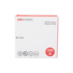 HIKVISION DS-1LN5E-S-100 Bobina de Cable UTP 100 Mts / Cat 5E (24 AWG) / Color Blanco / PVC (CM) / Uso en Interior / 100% Cobre / Aplicaciones de CCTV y Redes de Datos
