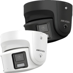 HIKVISION DS-2CD2387G2P-LSU/SL(C)/BLACK Cámara Turret IP Panorámica / 8 Megapixel / Dual Lente 4 mm / 180° / ColorVu 24/7 / Luz Blanca 30 m (98.4 ft) / WDR 130 dB / AcuSense / Alarma de Luz y Audio / IP67 / PoE