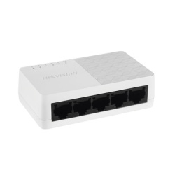 HIKVISION DS-3E0105D-O Switch No Administrable de 5 Puertos para Escritorio / Fast Ethernet 10 / 100 Mbps / Diseno Compacto y Estetico