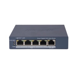 HIKVISION DS-3E1505P-EI/M Switch Gigabit PoE+ / Monitoreable / 4 Puertos 1000 Mbps PoE+ / 1 Puerto 1000 Mbps Uplink / Configuracion Nube Hik-PartnerPro / Modo Extendido hasta 300 Metros / 45 Watts