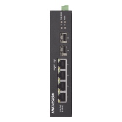 HIKVISION DS-3T0506HP-E/HS Switch Industrial No Administrable / 3 Puertos Gigabit PoE+ (30 W) + 1 Puerto Gigabit PoE++ (60 W) / 2 Puertos SFP / 65 W Total / Alcance Extendido 300 m (984.3 ft) / -30 °C a 65 °C