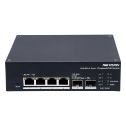 HIKVISION DS-3T1506HP-EI-UPS Switch Industrial Administrable / 4 Puertos PoE Gigabit / 1 PoE++ 90W + 3 PoE+ 30W / 2 SFP / 120W Total / 300 m (984 pies) / -40°C a 75°C