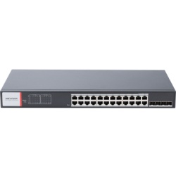 HIKVISION DS-3T1528HP-SI-24P4F Switch Gigabit PoE+ / Administrable / 24 Puertos 1000 Mbps PoE+ / 4 Puertos SFP / Configuracion Nube Hik-PartnerPro / Modo Extendido hasta 300 Metros / 370 W