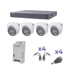 HIKVISION KH1080P4EC KIT COLORVU TURBOHD 1080p / DVR 4 Canales / 4 Camaras eyeball (exterior) lente 2.8mm / Fuente de poder profesional / Transceptores de video y Accesorios de corriente