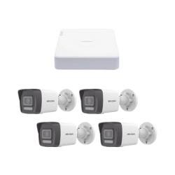 HIKVISION KIPCV2M/4B Kit IP 1080p (2 Megapixel) / NVR de 4 Canales con 4 Puertos PoE / 4 Camaras IP Bala ColorVu Lite y Motion Detection 2.0 / Microfono Integrado