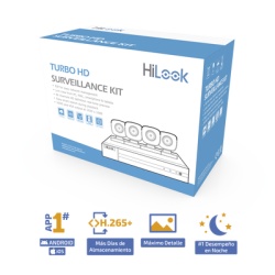 HiLook by HIKVISION HL28LQKITS-M(B) KIT TurboHD 1080p / DVR 8 canales con H.265+ / 4 Camaras Bala Metalicas / Fuente de Poder / Accesorios de Instalacion