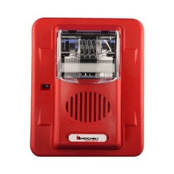 HOCHIKI HEC3-24WR Sirena Estrobo 24 Vcd Multi-Candela 15 hasta 110 cd Montaje En Pared Color Rojo Serie HEC3 (0500-06020) Hochiki