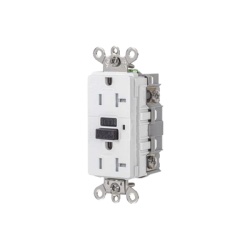 HUBBELL HUB-GFS-G5362-W Contacto GFCI 20 A 125 V / Resistente a Intemperie / A prueba de manipulaciones / Color Blanco (Nema 5-20R) / Grado Industrial.