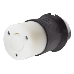 HUBBELL HUB-HBL-2313 Conector Industrial con Bloqueo de Media Vuelta / 20 A 125 V CA / 2 Polos 3 Hilos / Nema L5-20R / Color Blanco y Negro.