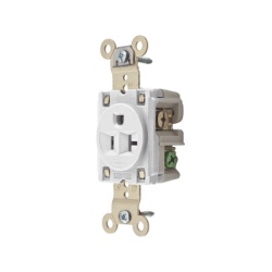 HUBBELL HUB-HBL-5361-W Contacto Sencillo / 20 A 125 V / 2 Polos 3 Hilos / Nema 5-20R / Color Blanco / Grado Industrial.