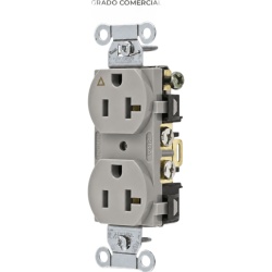 HUBBELL HUB-IG5352GY Contacto Duplex Conexion a Tierra Aislada/ 20 A 125 V/ 2 polos 3 Hilos/ Color Gris/ Nema 5- 20R/ Grado Comercial.
