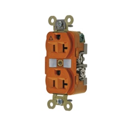 HUBBELL HUB-IG5362 Contacto Duplex Conexion a Tierra Aislada/ 20 A 125 V/ 2 polos 3 Hilos/ Color Naranja/ Nema 5- 20R/ Grado Industrial.