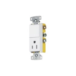 HUBBELL HUB-RCD-108W Combinacion de Contacto y Apagador Decorador 15A 125V/ Color Blanco.