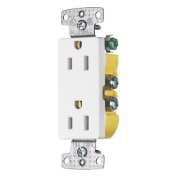 HUBBELL HUB-RRD15W Contacto Duplex Decorador 15A 125V 2 Polos 3 Hilos Color Blanco (Nema5-15R). - Img 2