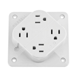 HUBBELL HUBHBL415W Multicontacto Duplex con 6 Salidas/ 15 A 125 V CA/ 2 Polos 3 Hilos / Color Blanco.