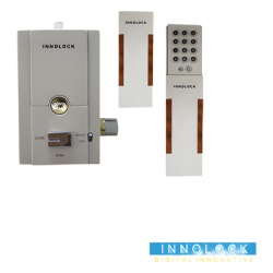 INNOLOCK ILKIC Cerrojo de codigo numerico (NIP) con llave de contacto. Para apertura de la puerta utilice su NIP o su llave de contacto color champagne