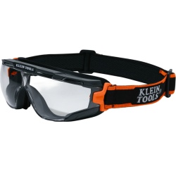 KLEIN TOOLS 03610 Gafas de Seguridad Compactas / Cristales Transparentes / ANSI Z87.1+ D3 D4 y CSA Z94.3 / Claridad Óptica Clase 1 / Protección UV 99.9% / Rejillas Antivaho / Correa con Agarres de Silicona / Policarbonato