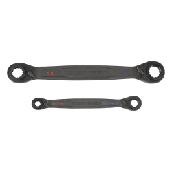 KLEIN TOOLS 68216 Juego de 2 llaves Estriadas de Matraca 4 en 1 con 8 Medidas Inglesas 1/2-5/8" 3/4-9/16" 1/4-3/8" 7/16-5/16"