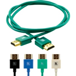 KRAMER C-HM/HM/PICO/GR-6 Cable HDMI Ultra Delgado Alta Velocidad con Ethernet | 4K@60Hz (4:4:4) | 18Gbps | Conector HDMI Delgado 16 mm (0.63 in) | Radio de Curvatura 36 mm (1.42 in) | Triple Blindaje | Conectores Chapados en Oro 24K | 1.8 m | Verde