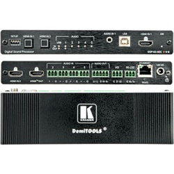 KRAMER DSP-62-AEC Matriz de Audio DSP 6x2 | DSP Multicanal | Cancelación de Eco Acústico AEC | De-embedding HDMI | Interfaz USB Audio Clase Compatible | 4K@60Hz (4:4:4) | PoE o Adaptador 12V DC | Carcasa DemiTOOLS