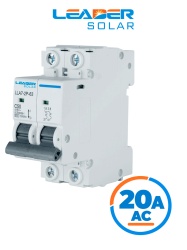 LEADER LLA7-2P-63 20A AC - Interruptor Automático corriente alterna 2 Polos 20 Amp/Tensión Nominal 220 - 415 VAC/50 - 60 Hz / Estándar IEC / Protección con sistema de disparo termomagnético / Montaje riel Din / Protección IP20 / -5 °C A +40°C