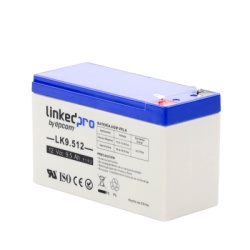 LINKEDPRO BY EPCOM LK9.512 Bateria de respaldo 12 V | 9.5 Ah | AGM | Especial para Seguridad Electronica | UPS | Sistemas de Emergencia | Vida util 5 anos | Terminales F1 + Adaptador F2