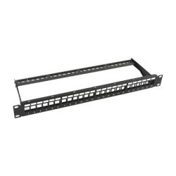 LINKEDPRO BY EPCOM LP-PP-23-UTP-BK-24P Patch Panel Modular sin Blindaje de 24 Puertos 1U con Barra para Organizar Cable