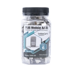 LINKEDPRO BY EPCOM TC6SG-100 Bote con 100 Piezas de Plug Modular RJ45 Cat6 Blindado con Pin de Tierra Chapado de Oro a 30 Micras para Durabilidad Extrema