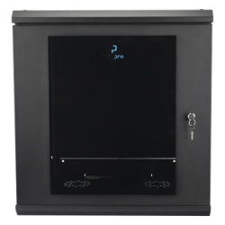 LINKEDPRO SR-19-12-GN3G Gabinete Rack de Pared 12 Unidades / 19 Pulgadas / Ventilado / Puerta de Vidrio / Acero Calibre 18 / Carga 100 Kg / 635 x 606 x 612 mm (25 x 23.9 x 24.1 in) / Pintura Electrost