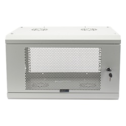 LINKEDPRO SR1906LH3PW Gabinete de Pared de 6U con Puerta Perforada 455 mm de Profundidad Total Rack de 19 Acero Reforzado Color Gris Mate