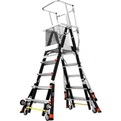 Little Giant Ladder Systems CAGE-ADJ-59 Escalera con Jaula de Seguridad de 5-9 ft (1.5-2.74 m)/ Tipo IAA / Capacidad 375 lbs (170 kg) / Control de Descenso.